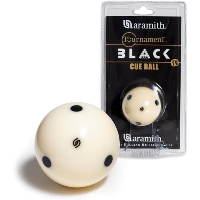 Aramith Tournament Black Cue Ball AR1020 – 2 1/4" Regulation Size with 6 Black Dots