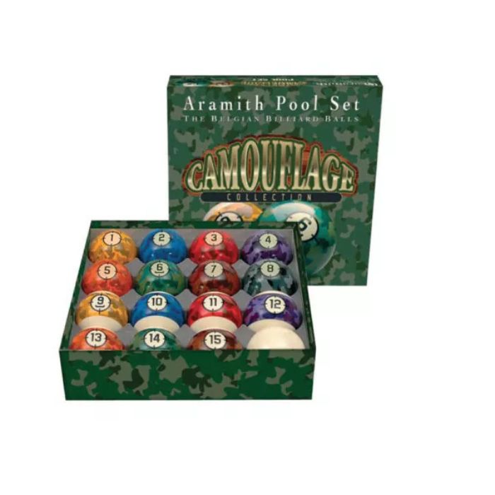 Aramith Camouflage Pool Ball Set AR1026 – Unique 2 1/4" Regulation Size Billiard Balls