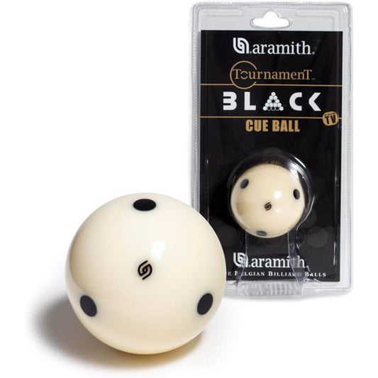 Aramith Tournament Black Cue Ball AR1020 – 2 1/4" Regulation Size with 6 Black Dots